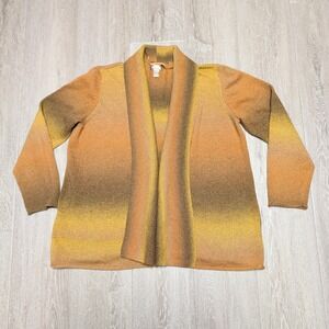 White Stag Women XL Ombre Open Front Cardigan Shawl Collar‎ Orange Yellow Brown